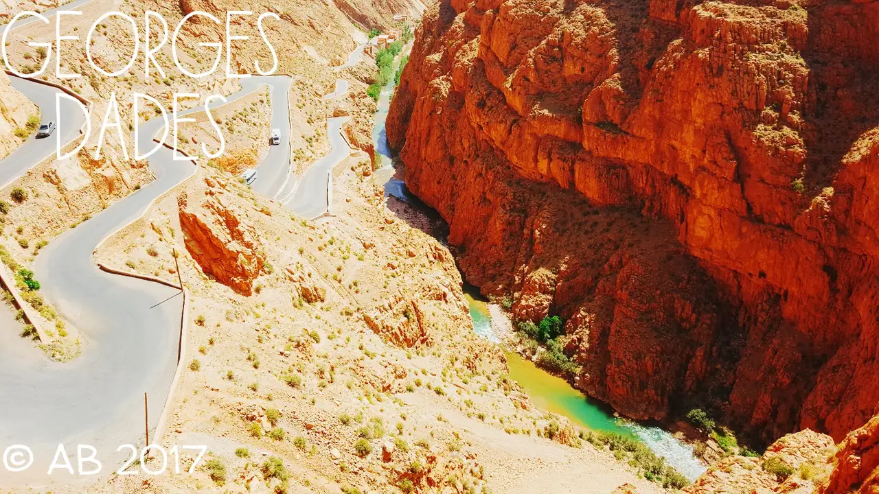 The zigzag road climbing out of the Dadès Gorges